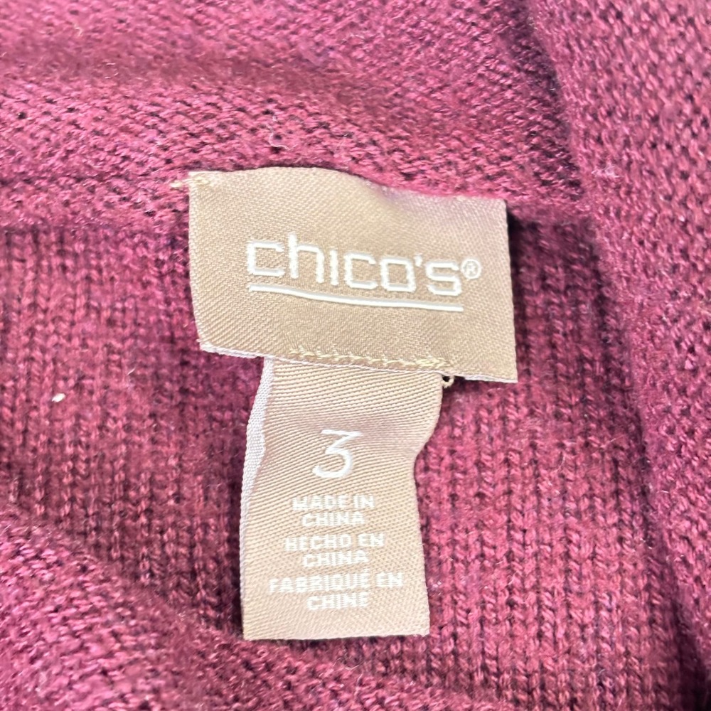 Chicos Plus Burgundy Maroon Cowl Neck Long Sleeve Sweater Tunic Size 3 (XL/16) - Picture 3 of 9
